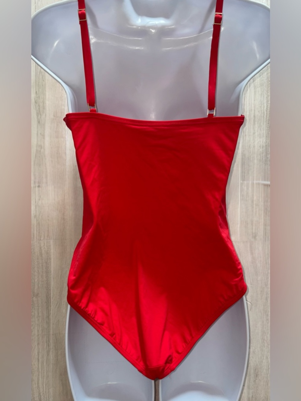 DKNY Red Ruffle-Front One-Piece Swimsuit - Picture 3 of 10